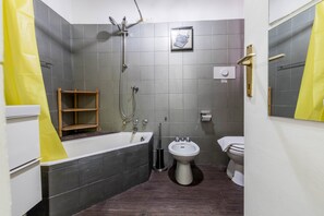 Apartment | Bathroom | Shower, free toiletries, hair dryer, soap
