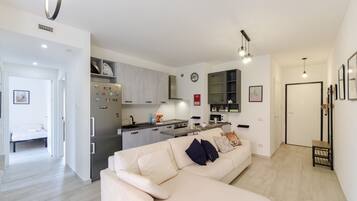 Apartment | Living area | 20-inch flat-screen TV with cable channels, TV