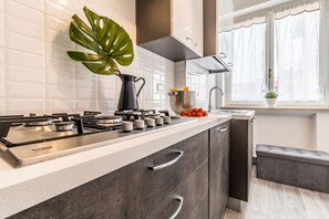 Apartment | Eigene Küche | Kühlschrank, Mikrowelle, Ofen, Herdplatte