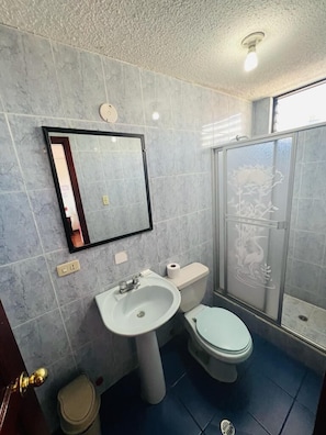 Habitación familiar con 1 cama matrimonial o 2 individuales | Baño | Toallas