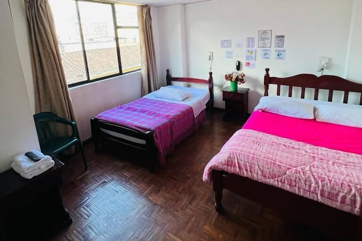 Habitación familiar con 1 cama matrimonial o 2 individuales | Ropa de cama de alta calidad, edredón, muebles diferentes y escritorio