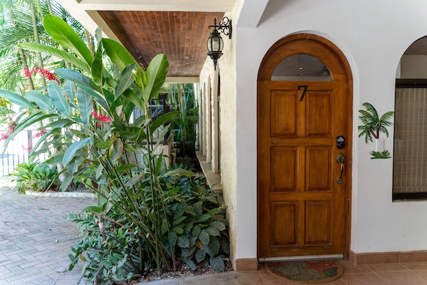 Front door entrance to Casa Creativa. Enjoy privacy and a tropical plant oasis