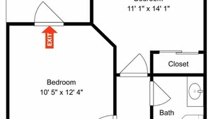 A floor plan with two bedrooms, a patio, a foyer, a bath, a laundry area, and a porch. - Fin And Tonic by Silver Sands Vacation Rentals (Port Aransas)