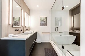 Tina con regadera, amenidades de baño ecológicas, secadora de cabello 