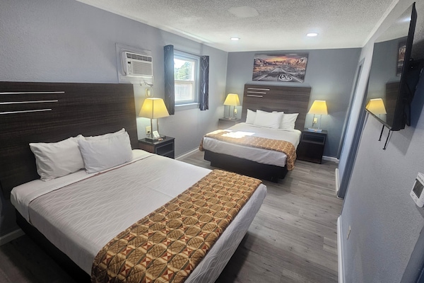 Standard Room, 2 Queen Beds, Non Smoking | Premium bedding, blackout drapes, iron/ironing board