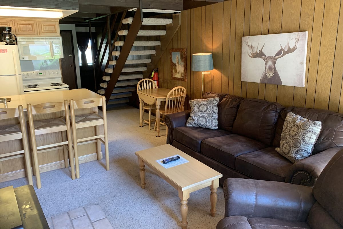#9 - 2 Bedroom Studio | Living area | Flat-screen TV, fireplace