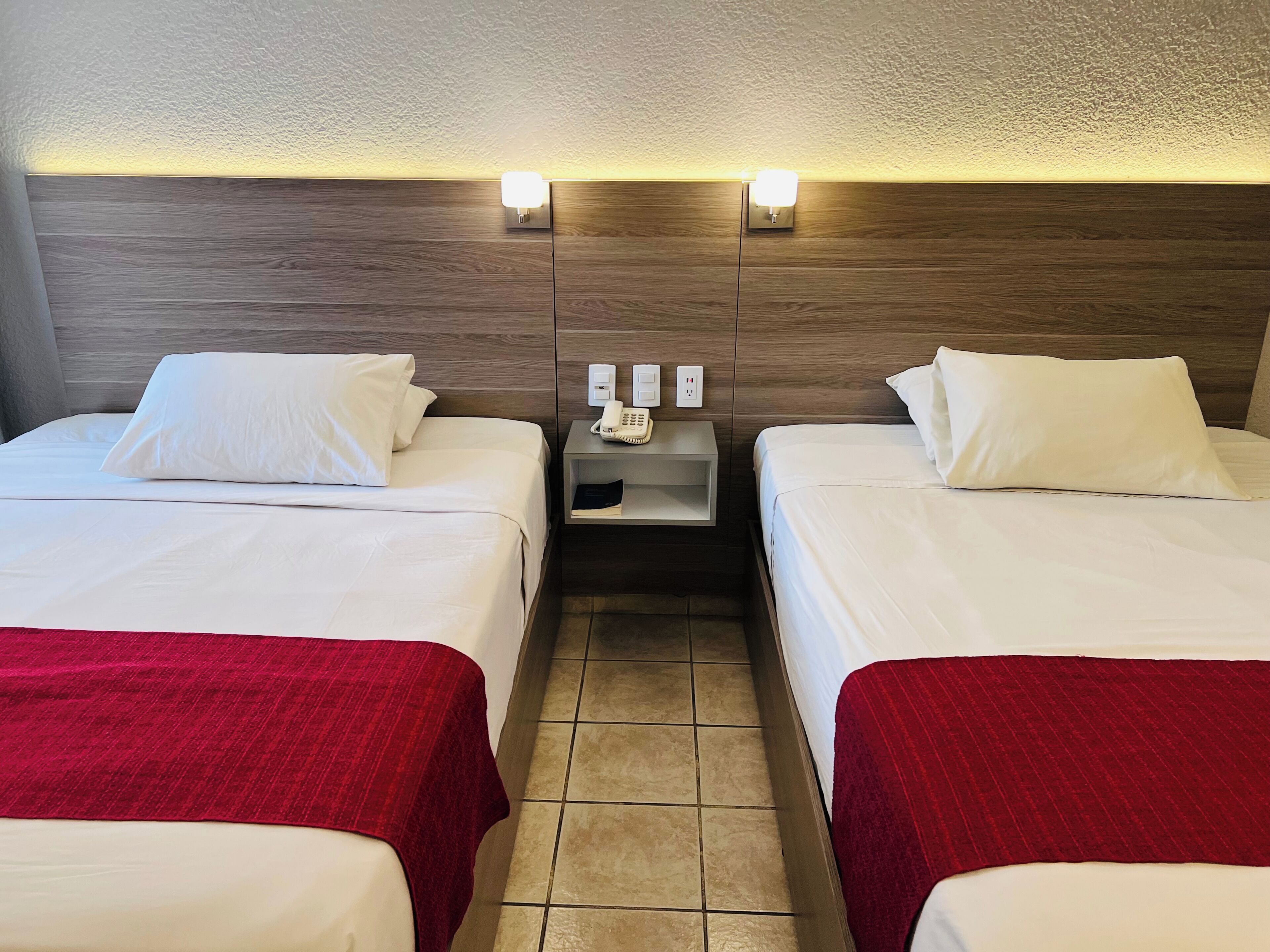 Desk, laptop workspace, free WiFi, bed sheets