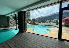 Indoor pool, outdoor pool, sun loungers