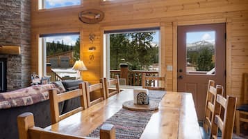 Cabin | Living area | 49-inch LED TV with satellite channels, TV, fireplace