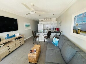 TV, DVD player, books