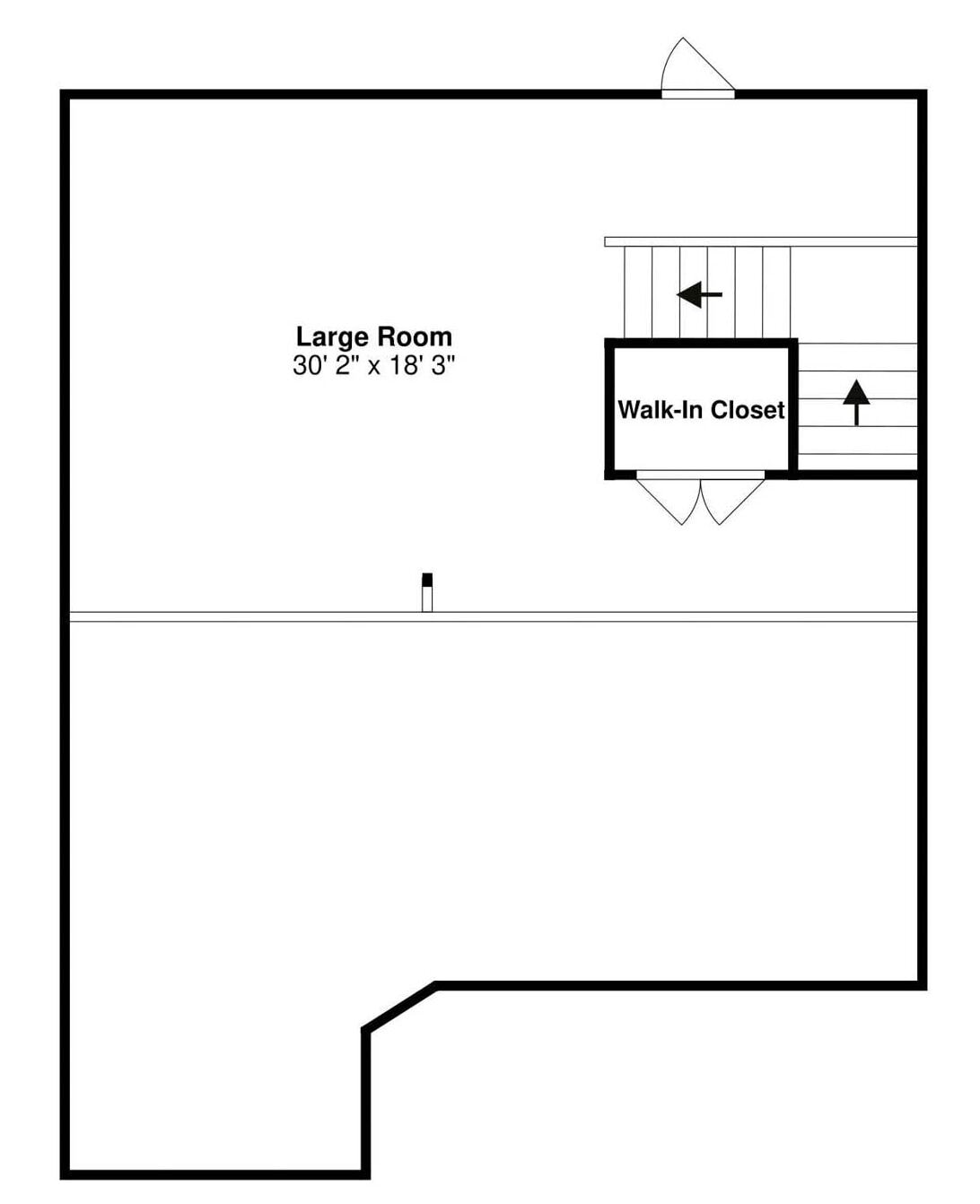 A floor plan with a large room measuring 30' 2' x 18' 3' and a walk-in closet.