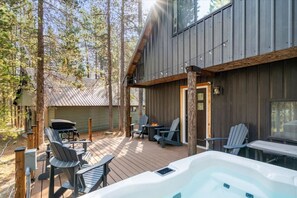 Terrace/patio - Rustic Retreat by River | Hot Tub | 2 Cabins (Island Park)