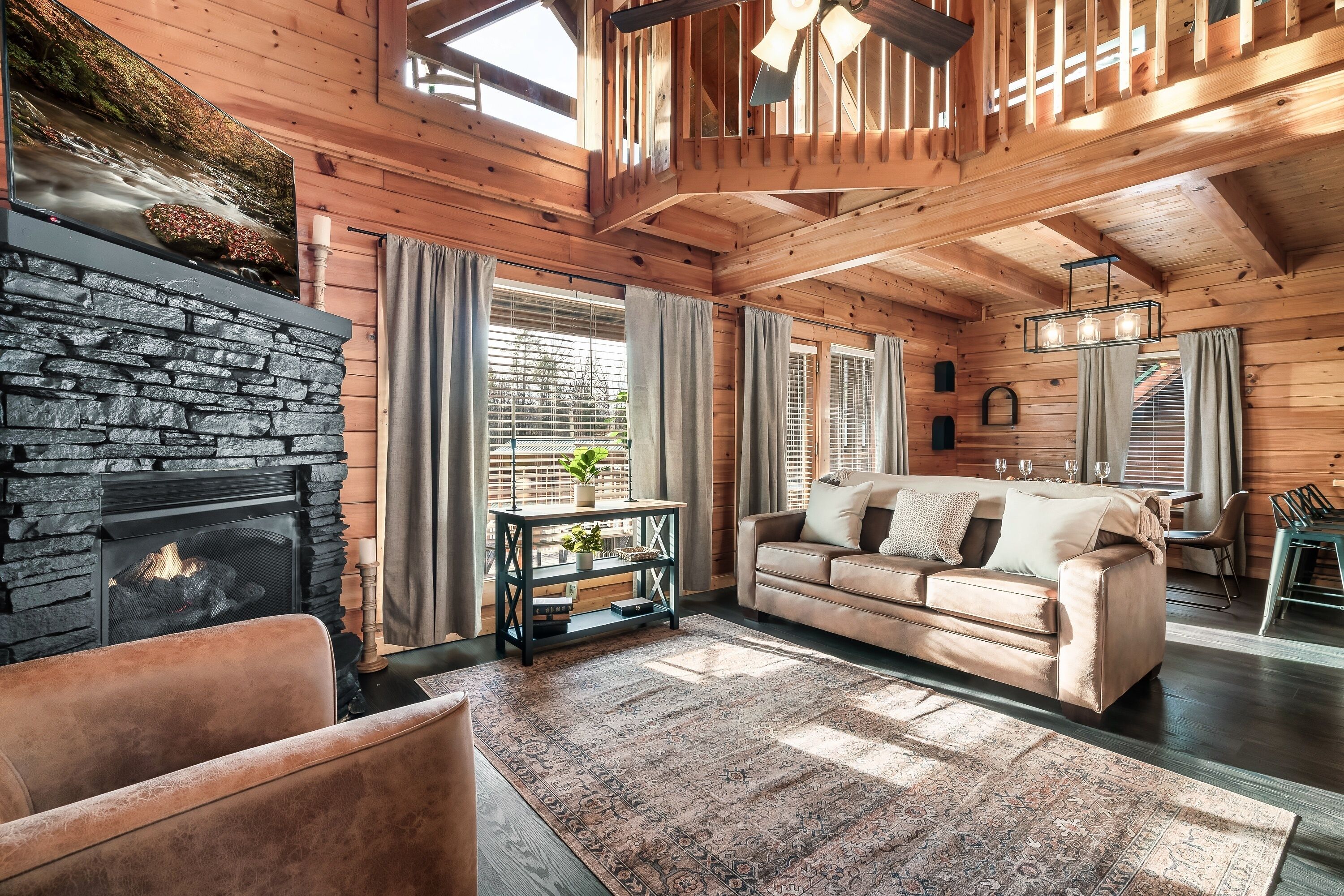 Smart TV, fireplace, video games