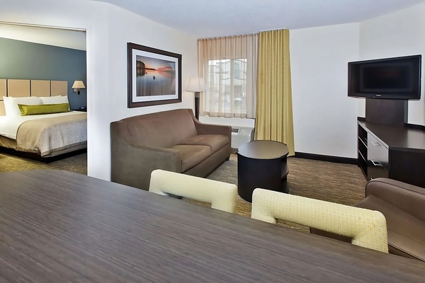 Stretch out in the bright sitting area for movie nights.