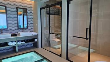 Grand Atlantis - Two Bedroom Overwater Villa with Private Pool | Bathroom | Separate tub and shower, free toiletries, hair dryer, bathrobes