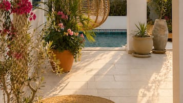 Outdoor pool, open 9:00 AM to 9:00 PM, pool loungers