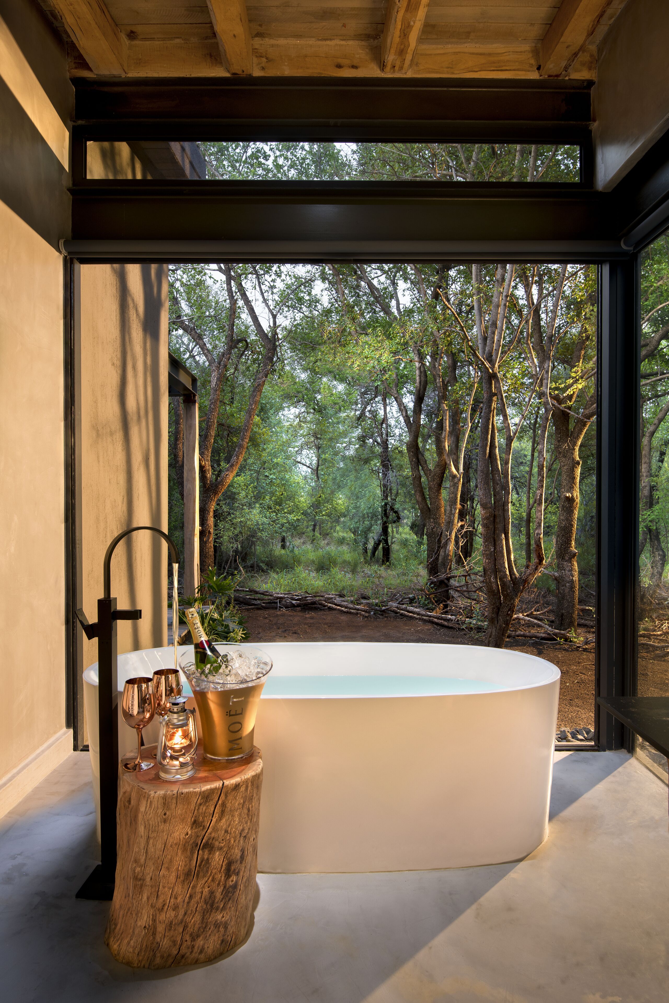 Separate tub and shower, deep soaking tub, hair dryer, bathrobes