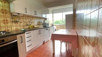 Fridge, microwave, oven, dishwasher