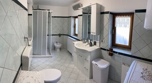 Shower, hair dryer, bidet, soap