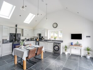 Fridge, dishwasher, electric kettle, toaster