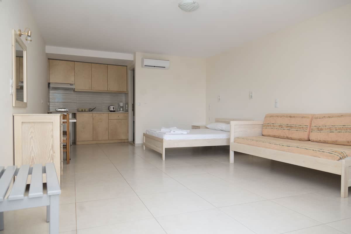 Estudio estándar, varias camas, vista al jardín | 1 habitación, tabla de planchar con plancha y cuna de viaje