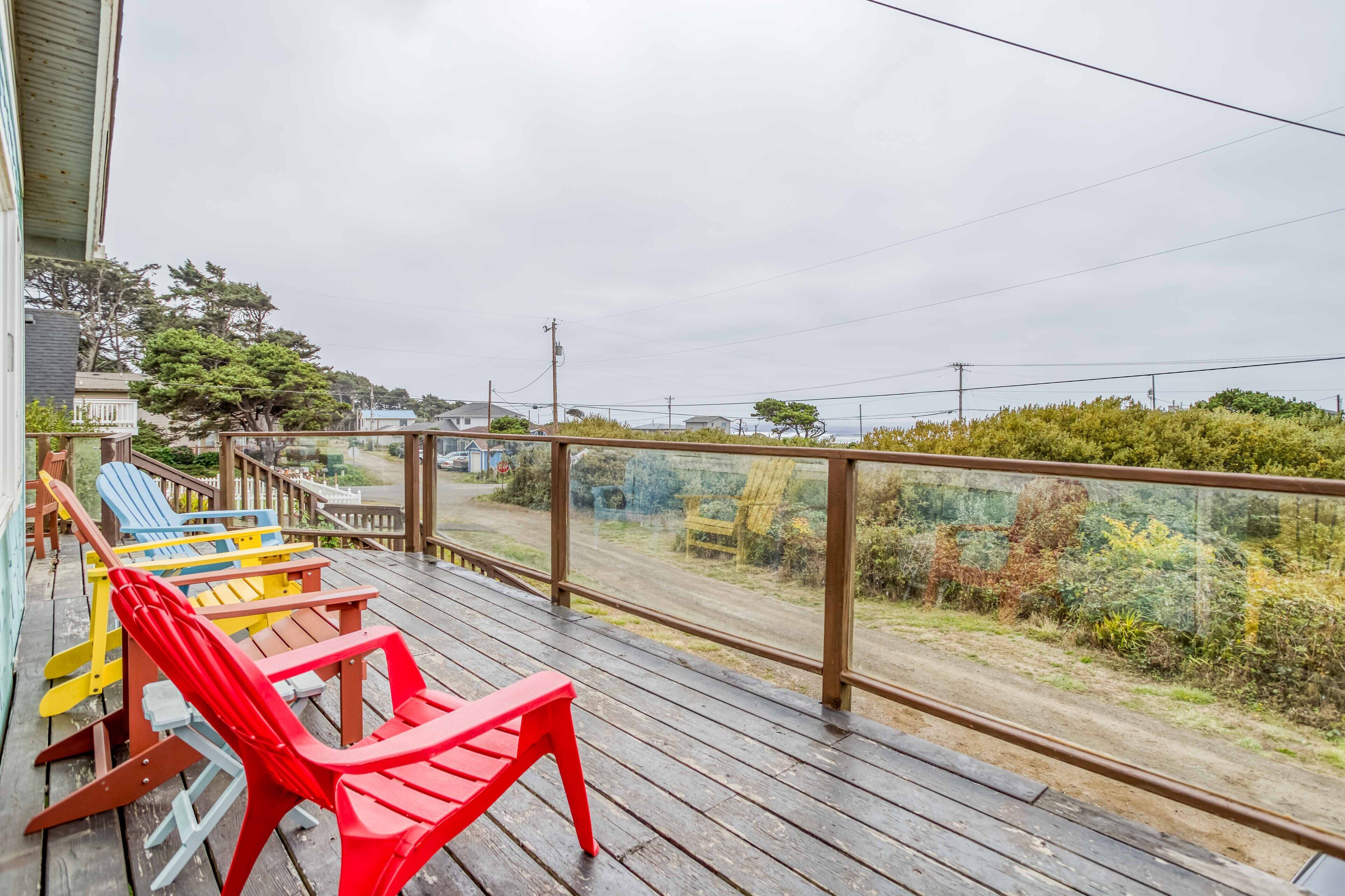 Ocean View Home with Modern Updates, Hot Tub, Two Blocks to Wakonda Beach!