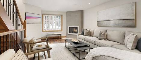 Smart-TV, peis, stereoanlegg og kontorer