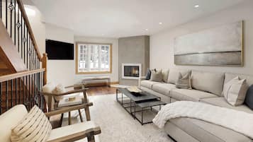 Smart TV, fireplace, stereo, offices