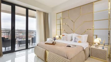Luxury Apartment, 1 Katil Kelamin (Double), Balcony | Peralatan tempat tidur premium, seterika/papan seterika