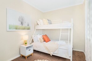 2 bedrooms, desk, iron/ironing board, travel cot