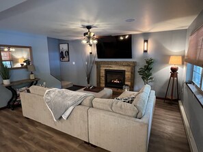 Smart TV, fireplace, video games