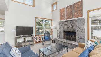 TV connectée, cheminée, lecteur de DVD