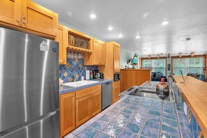 Fridge, microwave, oven, stovetop - Pet Friendly Home with Immediate Beach Access, Beach Views, Deck and BBQ (Pacific City)