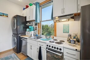 Fridge, microwave, oven, dishwasher