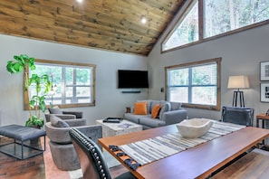 Televisión y chimenea