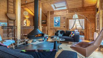 TV, fireplace, video games, DVD player