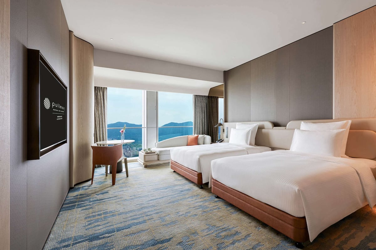 Deluxe Room, 2 Double Beds | In-room safe, blackout drapes, rollaway beds, bed sheets
