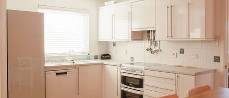 Microwave, oven, dishwasher, high chair