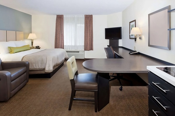 Unwind after work with roomy seating and a dedicated desk.