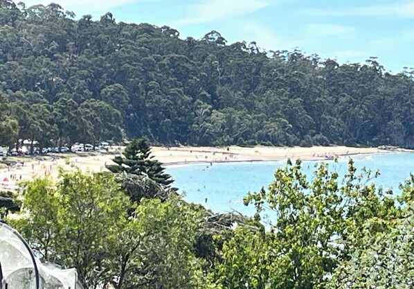Plage à proximité, chaises longues, serviettes de plage