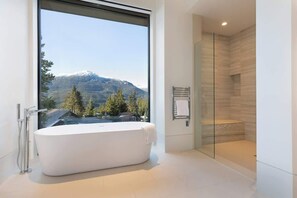 Dusche, Haartrockner, Handtücher, Shampoo