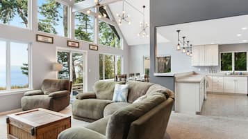 Een televisie, een open haard en een dvd-speler