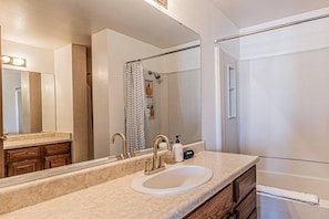 Elegant master bathroom with a spacious double vanity—perfect for added comfort and convenience.