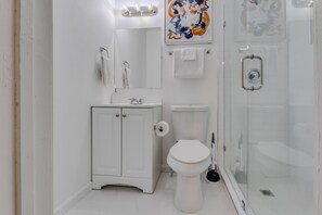 Ensemble douche/baignoire, sèche-cheveux, serviettes fournies, savon