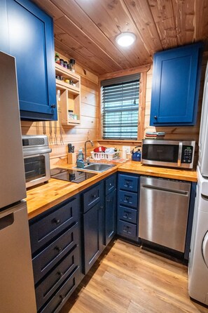 Fridge, microwave, oven, dishwasher