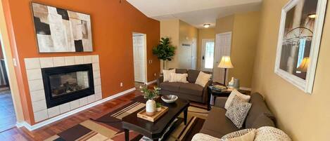 TV, fireplace, offices