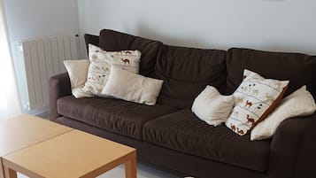 Flat-screen TV, books