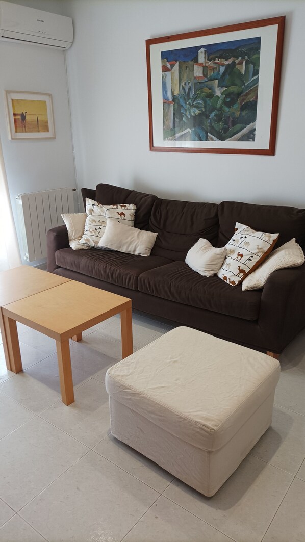 Flat-screen TV, books