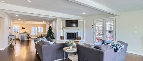 Smart TV, foosball, table tennis, books