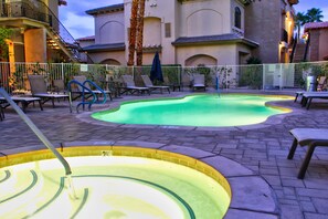 Outdoor pool, a heated pool - Dog friendly Mid-Century style condo with pool/spa (La Quinta)